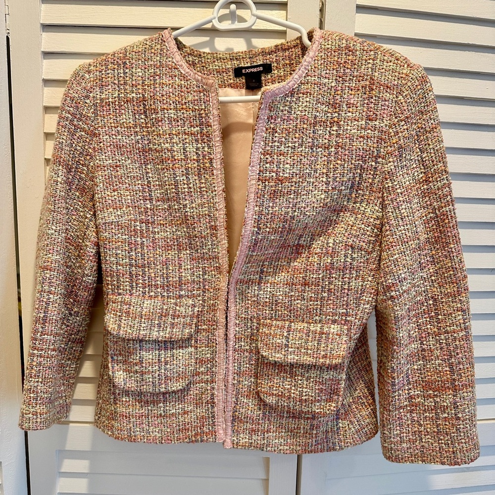 Express Multicolor Tweed Blazer
